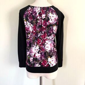 🆕 [Magaschoni] Black Cashmere and Silk Zip Sweater w/Floral Print Back Sz: M 🌸